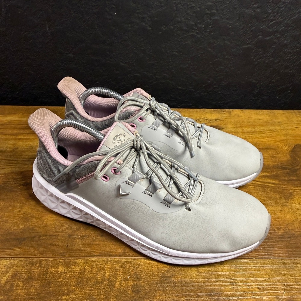 Callaway Solana TRX CGW701GR Grey Pink Synthetic Leather Golf Shoes Womens 9.5